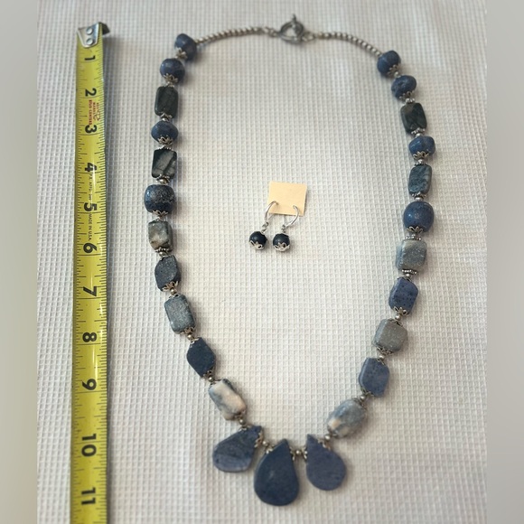 Sundance-Look 🌞HANDMADE Silver Plate & Bluestone Necklace & Earring Set 📿 New - Picture 4 of 4